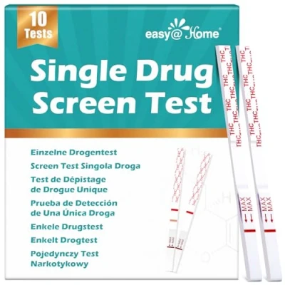 Imagen de 10 x Test de Drogas en Orina para Marihuana THC: Easy@Home Pruebas Cannabis Tiras, Detector Rápido y Preciso Hachís