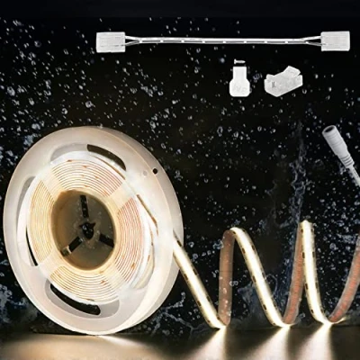 Imagen de PAUTIX Tiras de luces LED COB blancas 4000K DC24V,6M 504LEDs/M impermeable Ip65 CRI90+ Cinta Para Casa iluminación bricolaje con Conector mazorca 8mm (fuente alimentación no incluida)