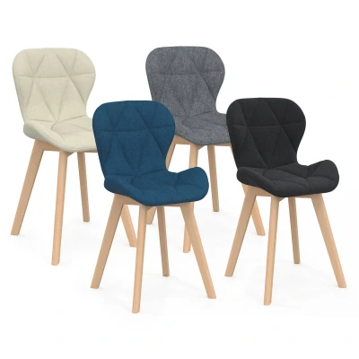 Imagen de Juego de 4 sillas acolchadas en mezcla tejidos azul, gris, beige y negro
