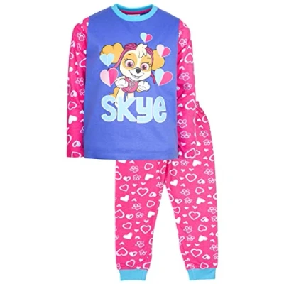 Imagen de Paw Patrol Pijama infantil de manga larga con personajes Ropa dormir 100% algodón Producto oficial, Rosa Skye, 4 5 Años