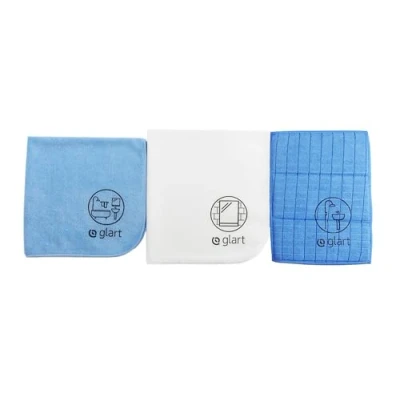 Imagen de Glart Pack de paños, inodoro, la ducha, el cuarto baño, las instalaciones sanitarias y hogar, Microfibra, Azul/Blanco, 3