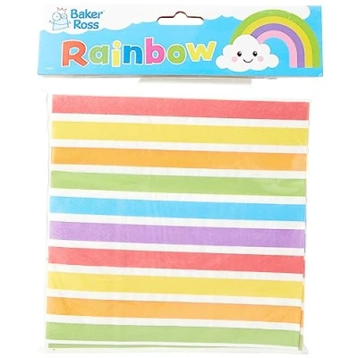 Imagen de Baker Ross FC996 Servilleta Arcoiris Set de 20, decoración cumpleaños para niños