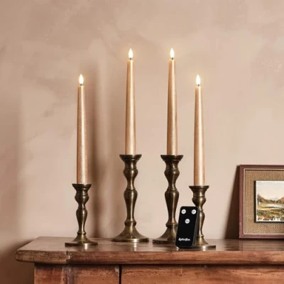 Imagen de Lights4fun TruGlow® Juego de 4 Velas Sin Llama en Cera Cobre Real LED Blanco Cálido a Pilas con Temporizador y Mando Distancia Decoración Otoño
