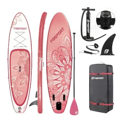 Imagen de FBSPORT Tablero Sup Inflable, Stand Up Paddle Board, Vertical Inflable para Remo de 15cm Espesor, Kit deTablero Surf con Aluminio Ajustable + Bomba(Flower Pink)