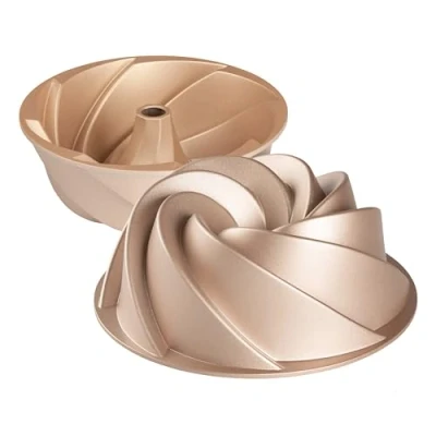 Imagen de Erreke Molde Bizcocho, Bizcocho Horno, Tarta, Doble Capa Antiadherente, Aluminio Fundido Resistente, Cocción Uniforme, Moldes Repostería, Color Oro Rosa, 24cm, 1.8 litros, Espiral