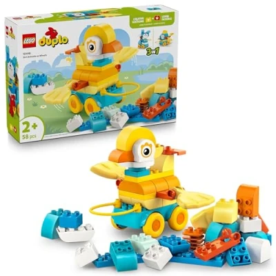Imagen de LEGO Duplo Animales sobre Ruedas 3en1 Juguete de Construcción Educativo con Ladrillos para Construir Figura Perro, Pato o Pez Regalo Niños y Niñas 2+ Años 10448