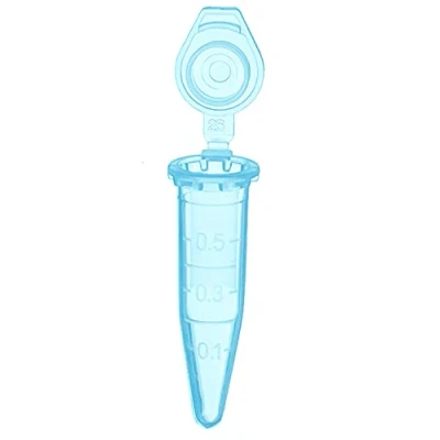 Imagen de MUHWA Tubo de microcentrífuga graduado polipropileno 1000 piezas con tapa a presión, microtubos capacidad 0,5 ml (azul)