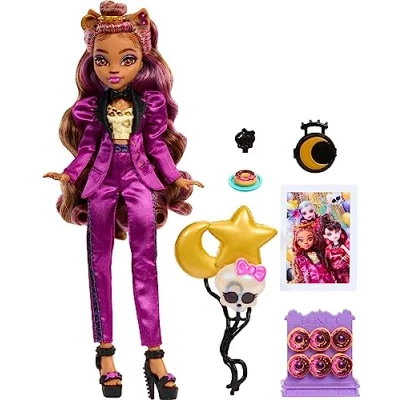 Imagen de Monster High Muñeca Clawdeen Wolf en Ball Party Fashion con accesorios temáticos incluyendo globos