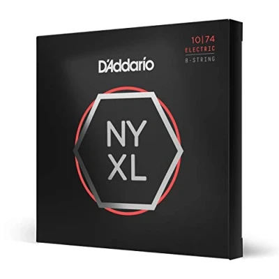 Imagen de D&#039;Addario Cuerdas Guitarra Electrica de para Eléctrica NYXL1074 Nickel Wound 8 Cuerdas, Light Top/Heavy Bottom, 10 74,