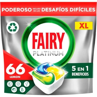 Imagen de Fairy Platinum Limón, Cápsulas De Lavavajillas Todo En Uno, 66