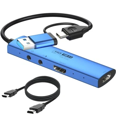 Imagen de YCE HDMI + micrófono a USB/tipo C tarjeta de captura audio Vedio 4K HMDI USB 3.0 A/tipo C, adaptador videojuegos para edición vídeo/juegos/transmisión/enseñanza en línea