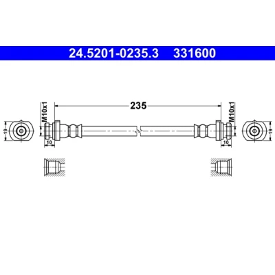Imagen de ATE 24.5201 0235.3 Latiguillos de Freno 235 NISSAN: Qashqai 2