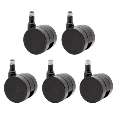 Imagen de WAGNER 02173561 Juego de ruedas para silla oficina (5 piezas, 50 mm diámetro, 55 altura, con freno intervalo, pasador 11 x 20 mm, capacidad carga kg/rollo)