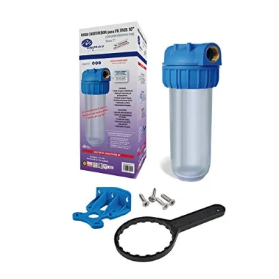 Imagen de Filtro de agua 10&quot; Rosca Metal 1&quot; con soporte para pared y llave cambio Cartucho o Filtro. No Incluye Fácil Instalación Mantenimiento. Bbagua.
