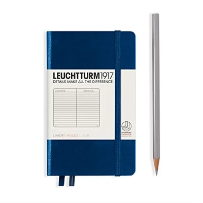 Imagen de LEUCHTTURM1917 342918 Libreta de notas Pocket (A6) tapas duras, 187 páginas numeradas, azul marino, líneas