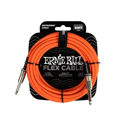 Imagen de Ernie Ball Flex Cable para instrumentos, recto/recto, 6.1m Anaranjado
