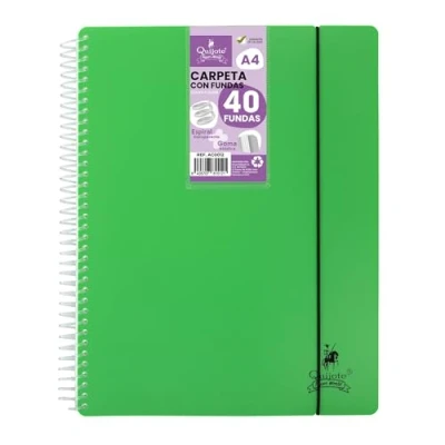 Imagen de Starplast Carpeta Con Fundas Espiral Flexible Organizadores, 40 fundas, Transparentes Lisas, A4, Tapa Plástico Resistente, Uso Escolar, Personal o de Oficina Color Verde.