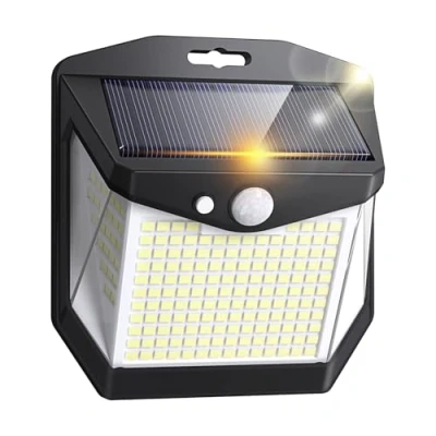 Imagen de Solar Exterior Jardin LED Luz: 248 Solares Movimiento Sensor Luces 3 Modos Focos Exteriores IP65 Impermeable Lampara Foco Jardín 270 Iluminacion para Garaje Patio 1 Paquete