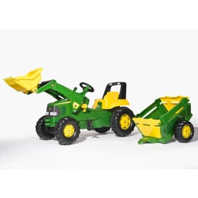 Imagen de Rolly Toys Tractor Junior John Deere (Tractor agrícola para niños, niños de 3 a 7 años, neumáticos silenciosos, Color Verde/Amarillo) 811496