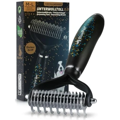 Imagen de BluePet cepillo para perros de pelo largo y gatos, peine largo, elimina la capa interna los enredos, protección del nudos, cambio pelaje