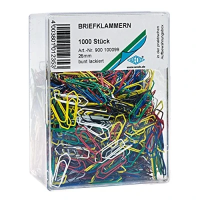 Imagen de Wedo 900100099 Pack de 1000 clips 26 mm, surtido