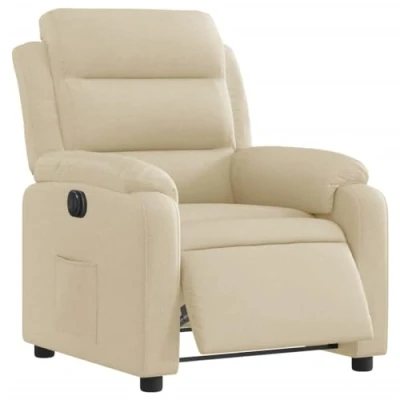 Imagen de vidaXL Sillón Reclinable Eléctrico, Silla con Respaldo Reposabrazos, Orejero Ajustable, Asiento para Personas Mayores, Tela Crema