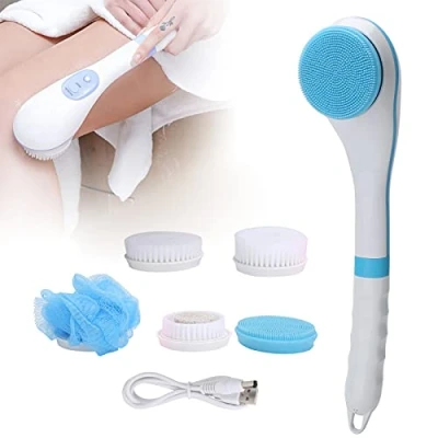Imagen de Cepillo de Baño Eléctrico para el Cuerpo con Carga USB, 6 Engranajes, Juego Cepillos Cuerpo, Ajustable, Baño, Ducha, Depurador Espalda, Masaje Mango Largo(azul)