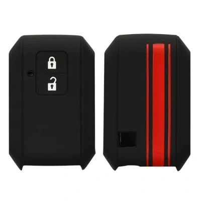 Imagen de kwmobile Carcasa Compatible con Llavero de Suzuki Llave Coche Keyless Go 2 Botones Funda para Mando Silicona Rojo/Negro