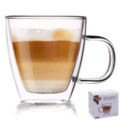 Imagen de Orion Vaso de té doble pared, cristal térmico para café con leche y capuchino, 180 ml