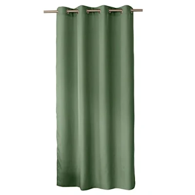 Imagen de ED ENJOY HOME Cortina Decorativa con Ojales Plateados, 140 x 240 cm, Verde Arcilla, 100% poliéster, satén, colección básica