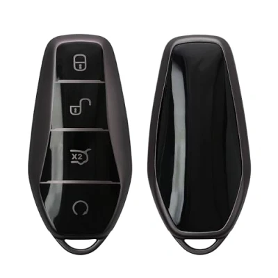 Imagen de kwmobile Carcasa para Mando Compatible con BYD Atto 3 / Han/Tang/Dolphin/Yuan/Seal Funda Llaves de Coche Botones TPU Negro Mate/Negro
