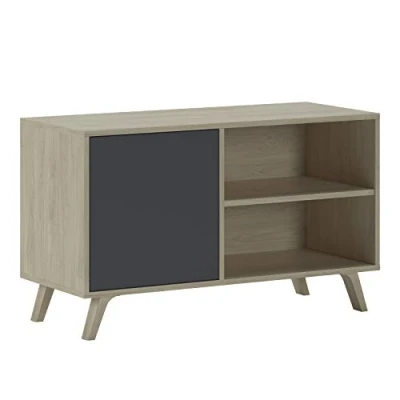 Imagen de Mueble Tv 100 Con Puerta Izquierda Salón Comedor Modelo Wind Color Estructura Puccini Gris Antracita 95x40x57cm .