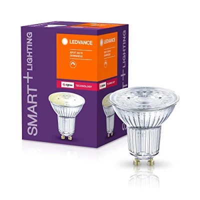 Imagen de LEDVANCE Lámpara LED inteligente con tecnología ZigBee, GU10 base, vidrio transparente, Blanco cálido (2700K), 350 Lumen, sustituto de 50W iluminante 4 paquete