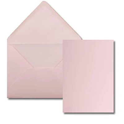 Imagen de Juego de 25 tarjetas con sobre, tamaño DIN A5, 14,8 x 21 cm, color rosa, sobres C5, 15,4 22 adhesivo en húmedo