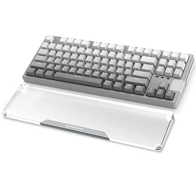 Imagen de MAMBASNAKE Acrylic Wrist Rest Reposamuñecas para Teclado de 80% TKL 87 Teclas, Acrílico Transparente Custom, Patas Goma Antideslizantes, Ergonómico Oficina/Juegos/Laptop/Notebook Plata