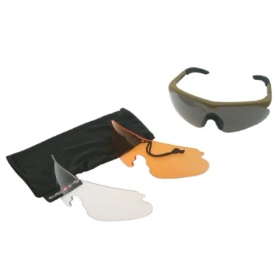 Imagen de Swiss Eye Gafas Raptor, marco goma marrón, 3 lentes, revestimiento antivaho/antiarañazos [10162]