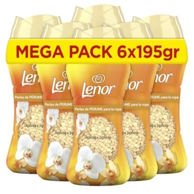 Imagen de Lenor UNstoppables Perlas de Perfume para la Ropa, 96 Lavados (6 x 195g), Suavizante con Fragancia Orquidia Dorada, Potenciador Frescor