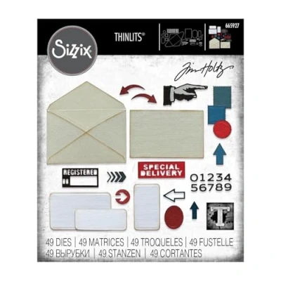 Imagen de Sizzix Juego de Troqueles Thinlits 48PK Postal por Tim Holtz 665927 Capítulo 3 2022, Plástico Papel, Multicolor, One Size