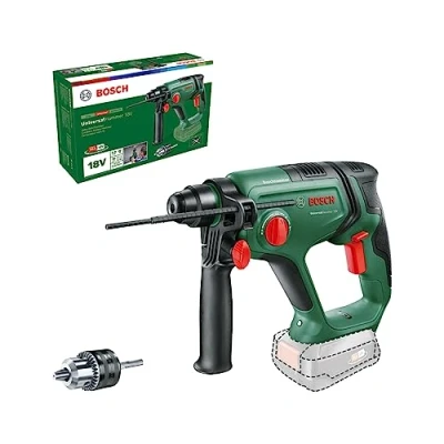 Imagen de Bosch Taladro Percutor Batería Universalhammer 18V (Sin Batería, Sistema 18V; Adaptador Vástago Redondo, Taladrado/Taladrado Percutor/Cincelado; Energía De Impacto 2 J, Sds Plus, Embalaje Cartón)