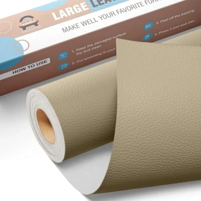 Imagen de Parches Cuero Adhesivo, 40 x 160 cm Adhesivo Polipiel, De Reparación Autoadhesivos, Parche para Muebles, Sofás, Asientos Coche, Cabecera, Bolsos (Kaki)