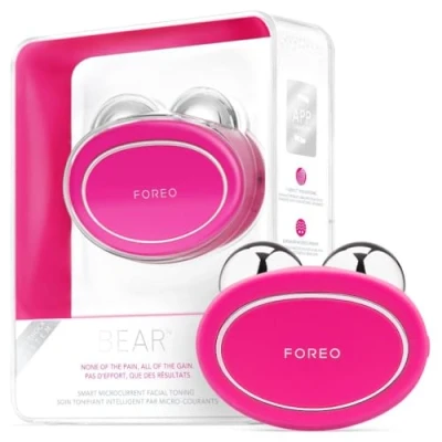 Imagen de FOREO BEAR Masajeador facial eléctrico de microcorrientes Define el contorno la mandíbula Lifting no invasivo Anti arrugas Seguro e indoloro Fuchsia