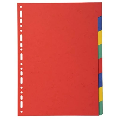 Imagen de Exacompta 2008E Separadores en cartulina reciclada de colores vivos 220g/m2 con 8 pestañas neutras Formato a archivo A4 Dimensiones 22,5 x 29,7 cm
