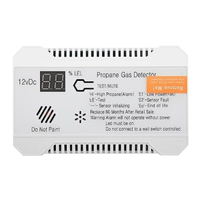 Imagen de wudoo Detector de Propano 12V LPG Sensor Gas Natural Alarma Fuga 85DB Sirena para AutomóVil RV Hogar Medidor Prueba Digital ()