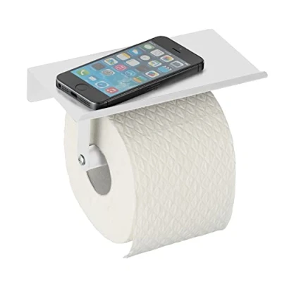 Imagen de Allstar Portarrollos Walli Blanco mate con repisa, Acero, 18 x 9.5 7.5 cm,