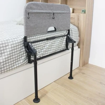 Imagen de KMINA Barandilla Cama Adulto Abatible con Patas (Altura Somier de 29 a 50 cm), Barrera Adultos Ajustable, Asidero para Mayores, Barandas Adulto, Ayuda Levantarse la