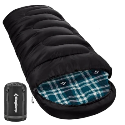 Imagen de KingCamp Schlafsack Saco de Dormir para, Unisex, 400G Negro R, 230x90cm