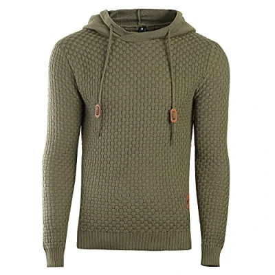 Imagen de Genfien Sudadera con Capucha para Hombre Jersey de Forro Deportiva Cuadros Jacquard Punto Camisa Entrenamiento Hoodie Casual Otoño Invierno