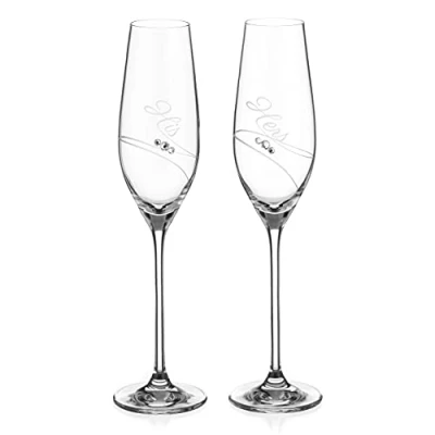 Imagen de DIAMANTE Copas de champán cristal Swarovski Prosecco para él y ella, juego 2 (copas 210 ml)
