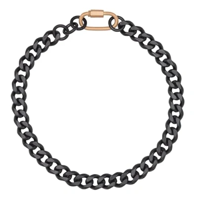 Imagen de Davidoff HOME RUN Necklace Collar para hombre con cadena de eslabones hexagonales 19 mm colgante acero inoxidable antialérgico chapado en negro 3 cierres intercambiables