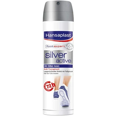 Imagen de Hansaplast Silver Active Spray para pies (150 ml), desodorante antitranspirante con 72 h de protección contra el olor y sudor, complejo activo iones plata